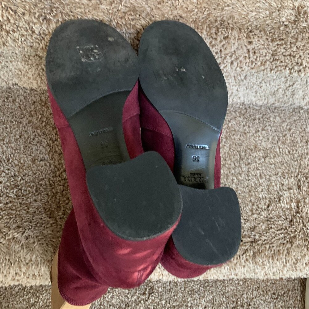 Prada Women's Burgundy Ankle Suede Boots. Size IT 39/ US 9. In very good conditi - Picture 9 of 14